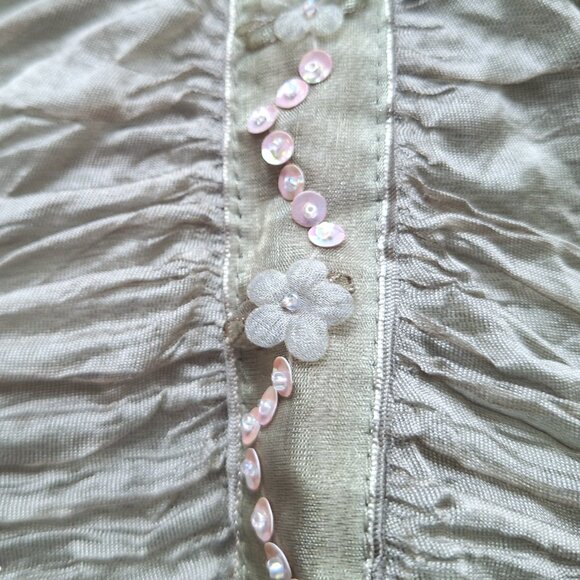 Brand New Vintage Made in Italy Organza Sequence Placket top with label attached - Picture 8 of 12